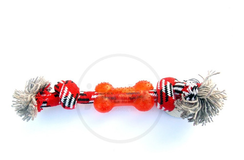 Imagen 4 de 10 de Soga De Algodón Con Nudos Y Hueso Pvc Perro Perritos Mascota