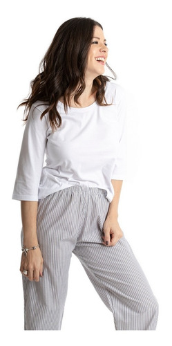 Imagen 2 de 10 de Remera Dora Jelue Pijama Manga 3/4 Algodón Soft Dama Mujer