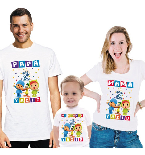 Kit 4 Playeras Pocoyo Personalizada Fiestas 