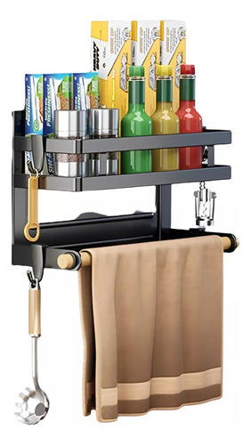 Organizador Magnético Simple Heladera Lavarropa Porta Rollo Negro