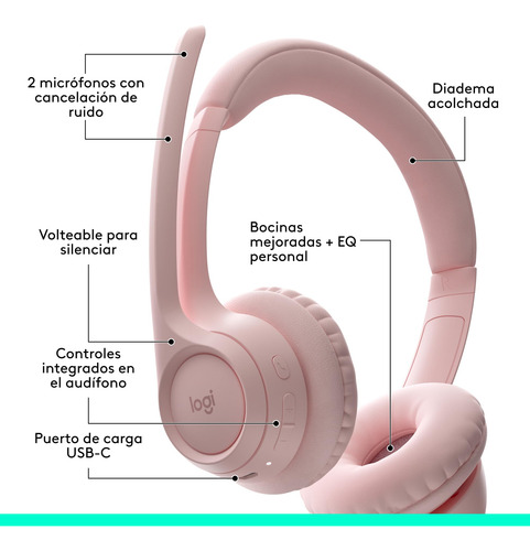Auriculares Logitech Zone 300 Bluetooth Micrófono Cancelació