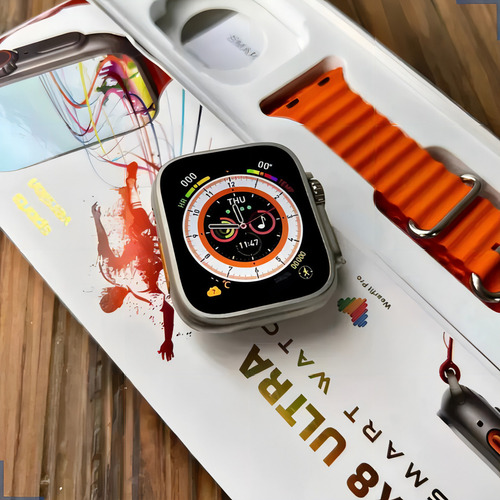 Relógio Smartwatch X8 Ultra 49mm Para Android E Ios Tela Hd Pulseira Laranja