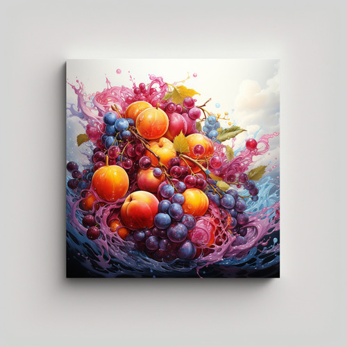 50x50cm Cuadro Abstracto De Árbol De Frutas Púrpura Flores