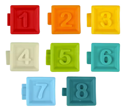 Set 8 Bloques Sensoriales De Encaje Con Números De Goma Color Rojo