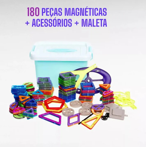 Brinquedo De Imã Infantil Blocos Magnéticos Com Maleta