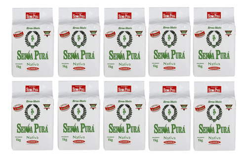 Kit 10 Erva Mate Seiva Pura Nativa Vácuo 1kg Chimarrão