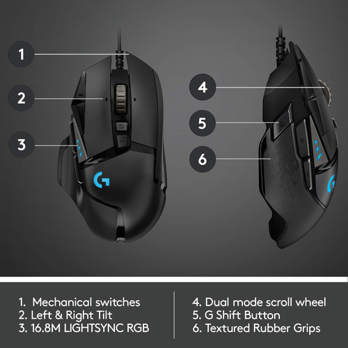 Ratón Para Juegos Logitech G502 Hero De Alto Rendimiento