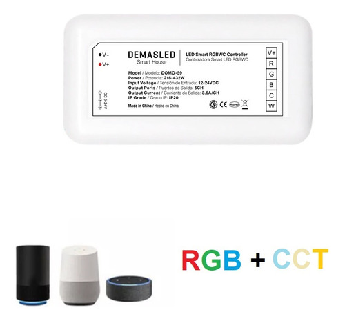 Controlador Led Rgb + Cct 12 24v Smart Wifi Rgbcw Controller