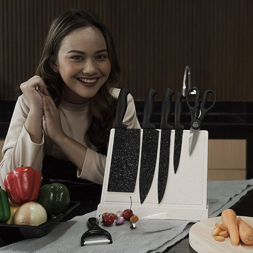 Kit Faqueiro 6 Peças Preto Aço Inox Para Cozinha E Churras