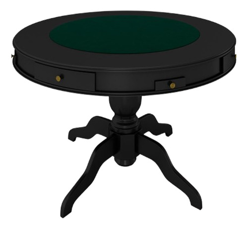 Mesa Jogos Carteado 4l Gavetas Tampo Reversível Preto/verde