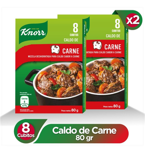 Cubitos De Carne 8 Unidades 80gr 2 Unidades Knorr