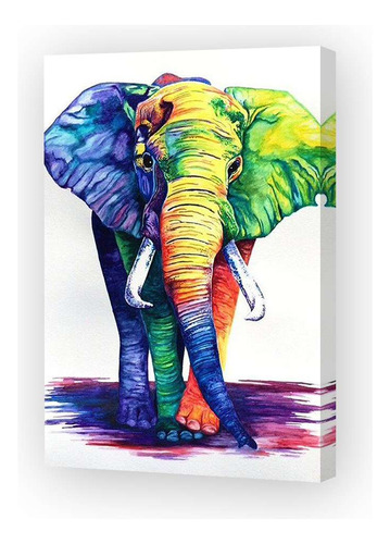 Cuadro 16x24cm Animal Elefante Colores Watercolor Dibujo