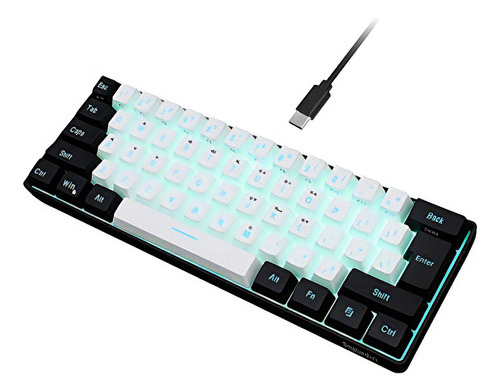 Teclado Mecanico 60% Cableado Rgb Snpurdiri Negro/blanco