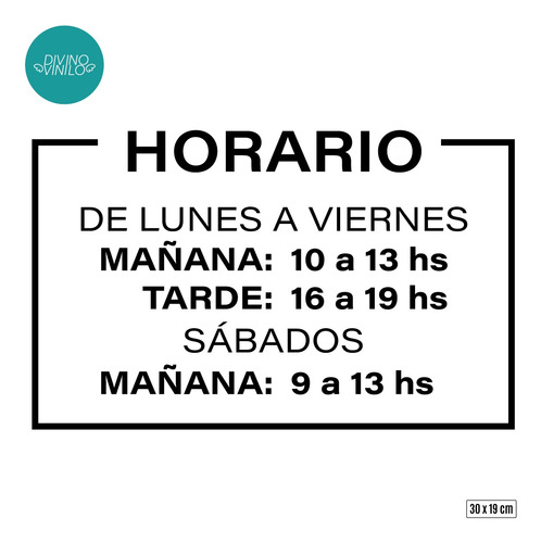 Vinilo De Corte Horario Para Local / Vidriera
