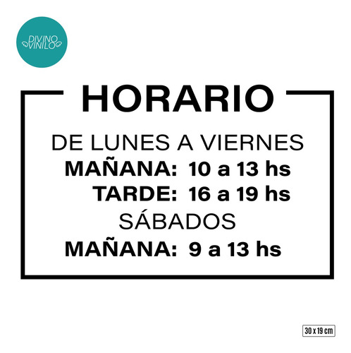 Vinilo De Corte Horario Para Local / Vidriera