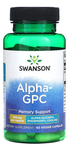 Alpha Gpc Colina 300 Mg - 60 Cápsulas Veganas Swanson