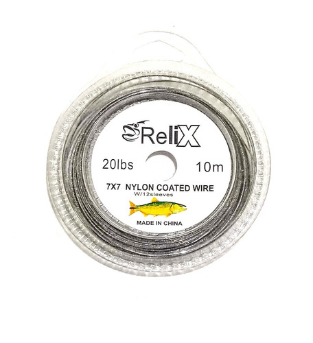 Cable De Acero Leader Relix 10 Libras. 7x7. 10 Mts Forrado