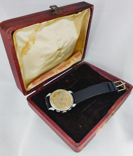 Reloj Cronografo Venus-landeron. Raro. Muy Antiguo. Excelent Negro Plateado Chocolate (Usado)