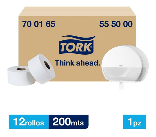 Tork Dispensador + Higienico Bobina Univ 12 Rollos / 200 Mts