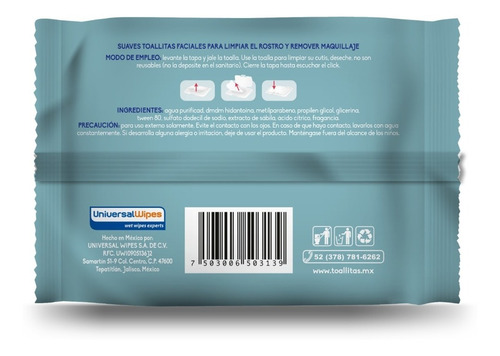 Imagen 3 de 7 de Toallitas Desmaquillantes Max Beauty Piel Sensible, 12pz