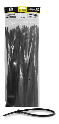 Amarra Plastica Uduke Negra 7x400mm (40 Cm) (100 Unds)