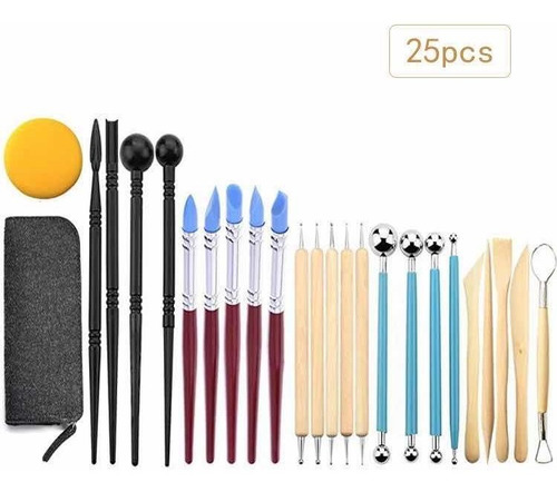 Kit X25 Herramientas Alfareria Para Arcilla Ceramica Estecas