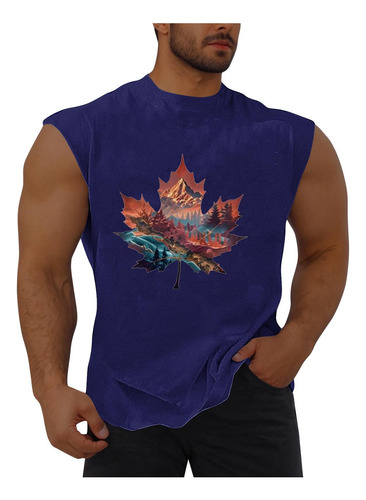 Jersey De Cuello Redondo Con Estampado Sin Mangas A La Moda