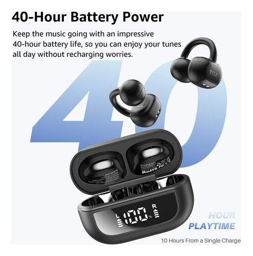 Auriculares Open Ear Tozo Openearring Bluetooth 5.4 Negros