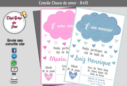 Imagem 1 de 2 de Convite Digital Chuva De Amor - Chá De Bebê Ou Fraldas