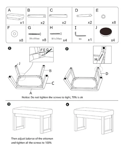 Banco Otomano De 27 Pulgadas De Ancho, Taburete Rectangular