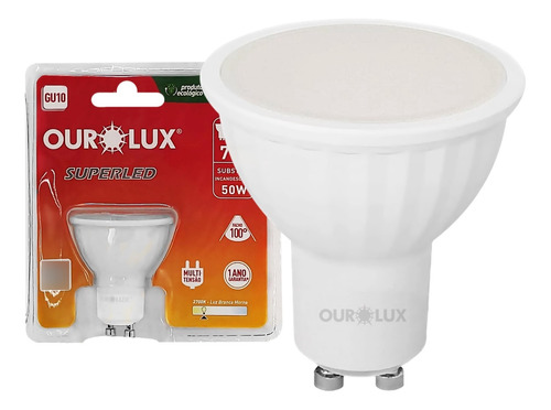 Lâmpada Super Led 6w Bivolt Gu10 Branco Quente 3000k Ourolux