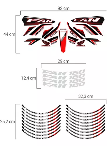 Jogo Adesivos Tanque Moto Honda Cg Fan 160 2018 Até 2020