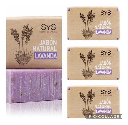 Jabón Natural Lavanda 100g, Calidad Sys Pack X 3