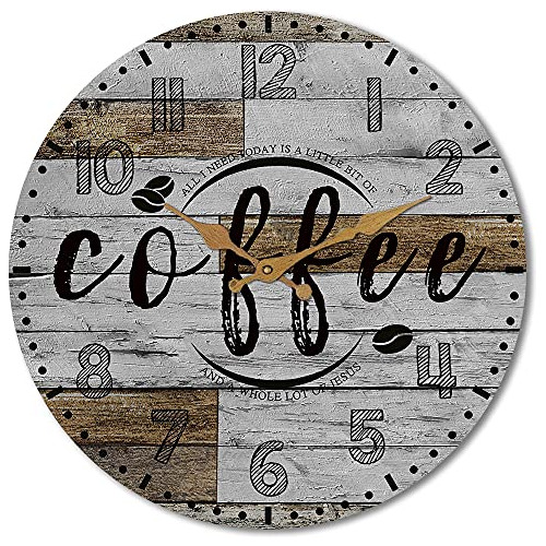 Reloj De Pared Cocina Rústico Decoración Madera Café 30 Cm