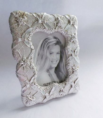 Portaretraro Brocado Plateado Foto 10x15 Cms