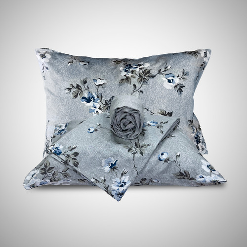 Jogo De Lençol Cama Casal 100 % Algodão 4 Peças Essenciale Cor Azul e Branco Desenho do tecido Listras