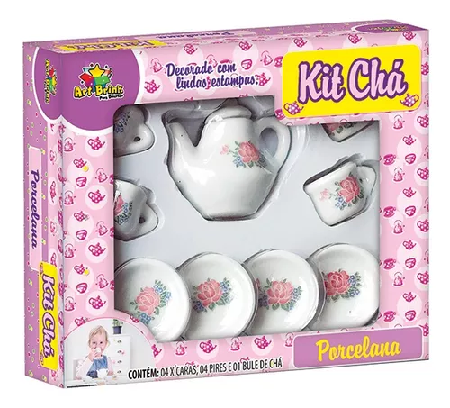 Mini jogo de cha infantil porcelana brinquedo lembrancinha art