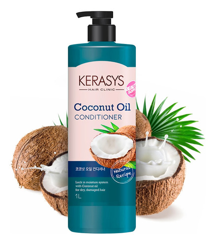 Acondicionador Kerasys Aceite De Coco 1lt, Brillo Y Suavidad