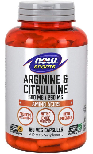 Now Sports L Arginina L Citrulina 120 Capsulas