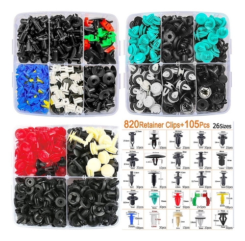 Kit De Grampos Automotivos Staples 925 Peças Com 26 Modelos