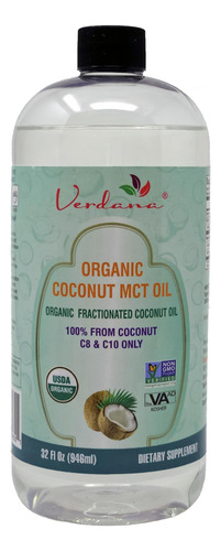 Aceite De Coco Mct Verdana 100% Puro Orgánico 946ml