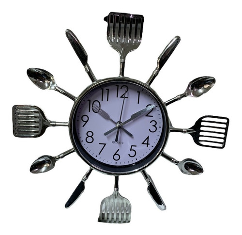 Reloj Analogico Plastico De Pared Diseño Cubiertos Pequeño