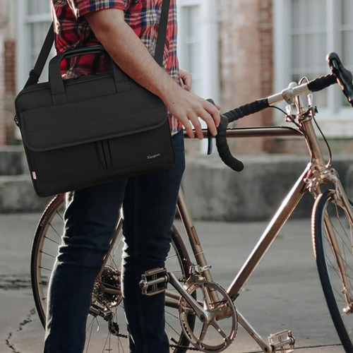 Pasta Para Notebook, Bolsa Notebook Para 15,6 Polegadas Masculina Impermeável E Acolchoada, Maleta Para Notebook Executiva Portátil Estilo Bandolera Acessórios Para Notebook Taygeer 1073 Cor Preto