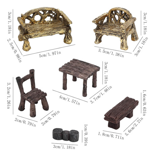 14 Piezas De Accesorios En Miniatura De Jardín, Mini Mesa Y