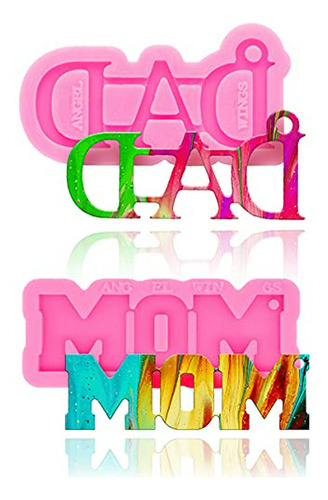 Molde - 2 Pcs Mom And Dad Words Keychain Silicone Mold Set C