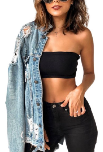 Crop Top Mujer Bando Strapless Liso Forrados, Súper Cómodo!!