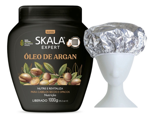 Oleo De Argan Skala Mascara Vegana 1kg + Gorro Aluminio