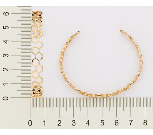 Bracelete Rommanel Folheado Ouro Formato Colmeia 552103