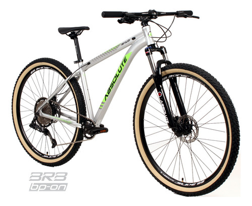 Bike Mtb 29 Absolute 12v Freios Hidráulicos Suspensão Trava Cor Cinza/verde - Wild Tamanho Do Quadro 19