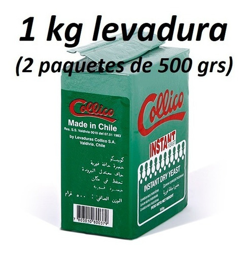 1 Kilo Levadura Seca Instantánea Collico (2 X 500 Grs) 